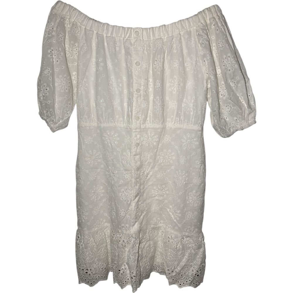 Karlie White Eyelet Off Shoulder‎ Dress Size Medium Womens Mini Summer